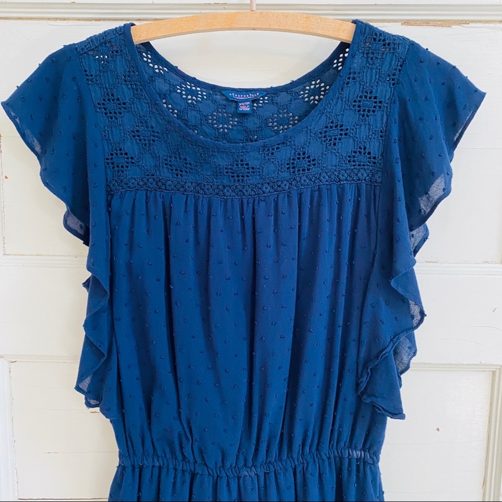 Aeropostale Navy Blue Eyelet Pullover Fit & Flare Dress (size XS)